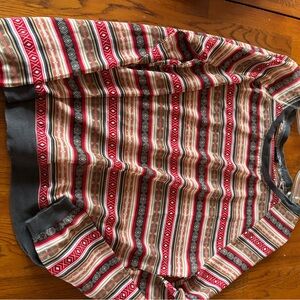 Cruel Girl Red, Black & Cream Striped Aztec-Print Long Sleeve Top